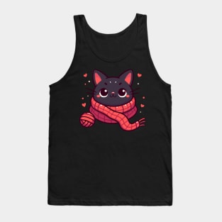 Cat and knitting kawaii cat with yarn ball Tank Top